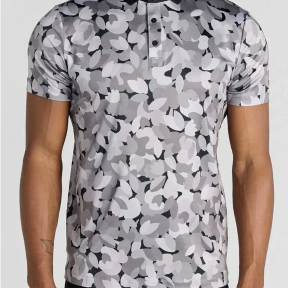 NWT Redvanly Men's Fleurs Polo Golf Shirt - Tuxedo Multi - R2511 - Size Large